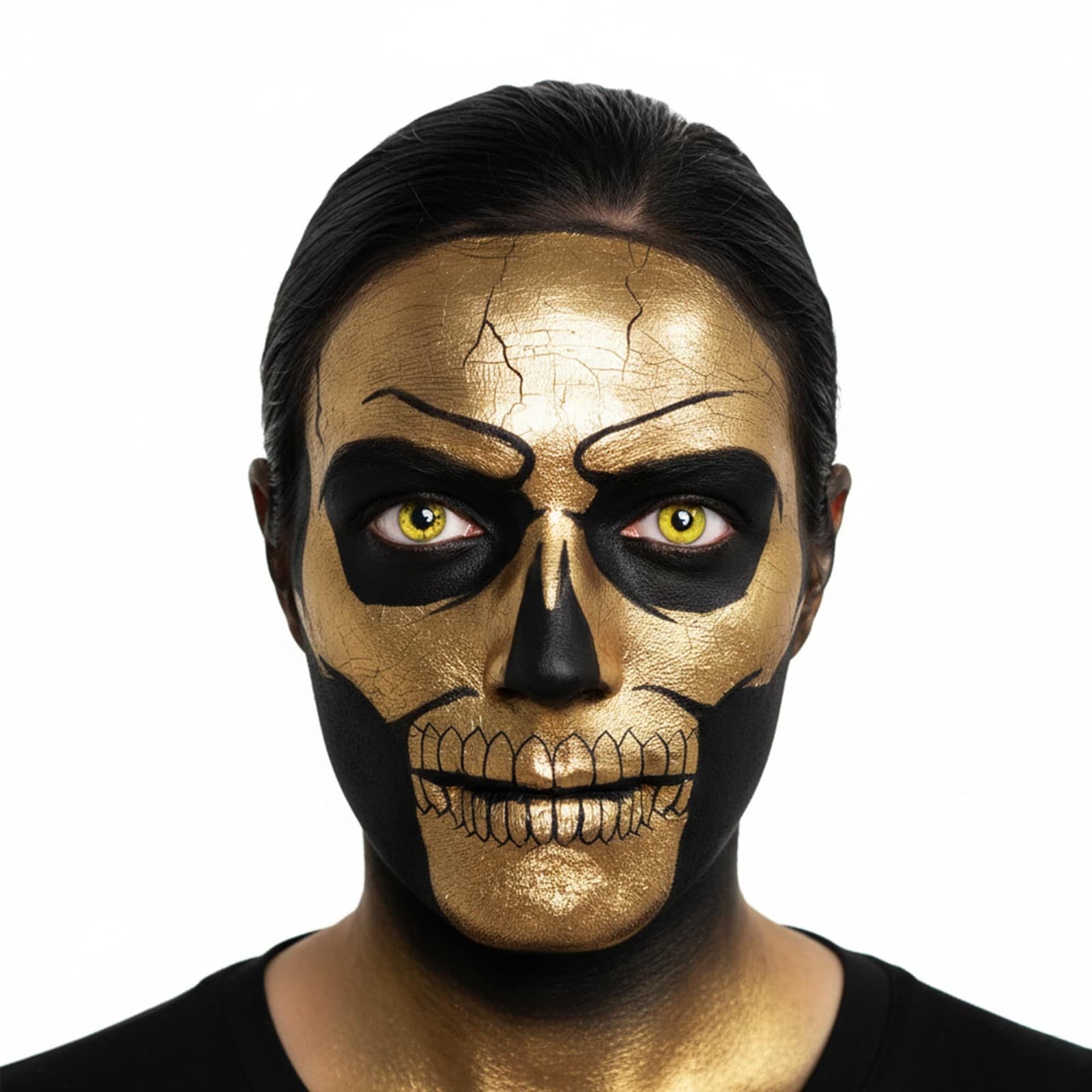 Metallic Gold Skull Tatoo Fx Costume Accessory 3