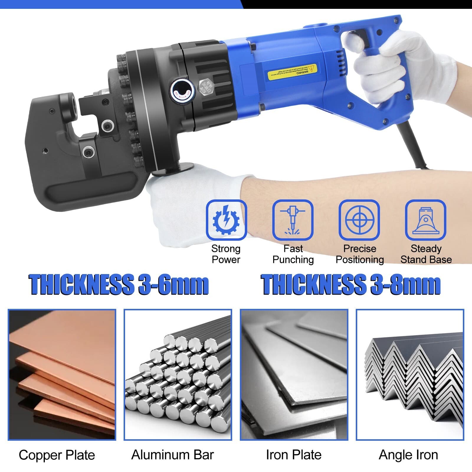 1200W Electric Hydraulic Hole Punch for Metal/Steel,with Die Φ1/4" 3/8" 1/2" 5/8 4