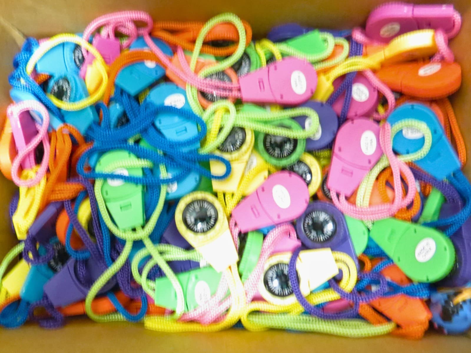 BULK Over 200 Neon Compass On Cord Novelty Toy (Compass not functional) 3