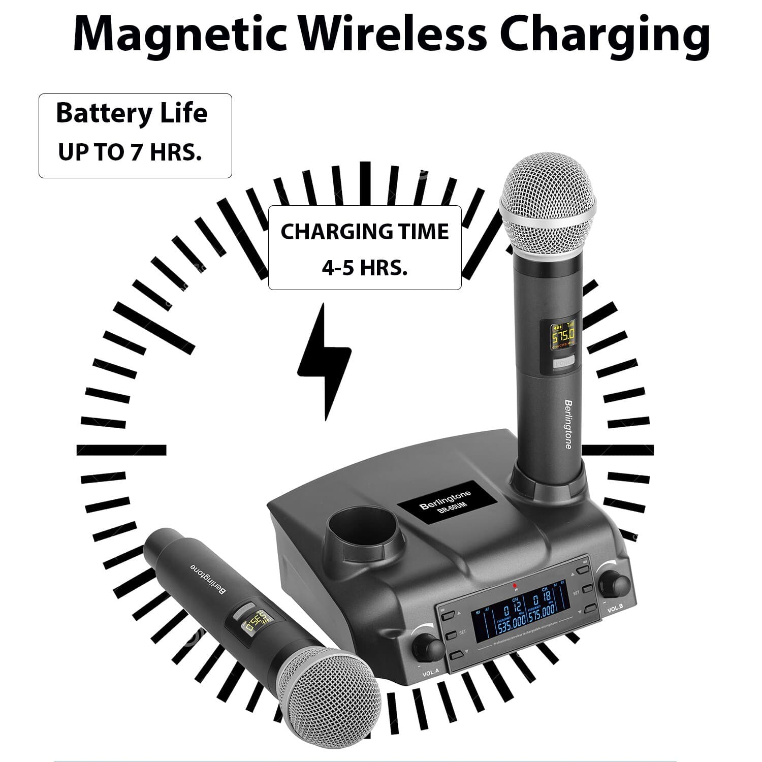 Berlingtone BR-60UM Wireless Microphone System Dual Wireless Mics, rechargeable 4