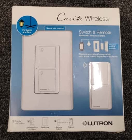 Lutron P-PKG1WS-WH Caseta Smart Switch Kit with Remote - White, New, A1