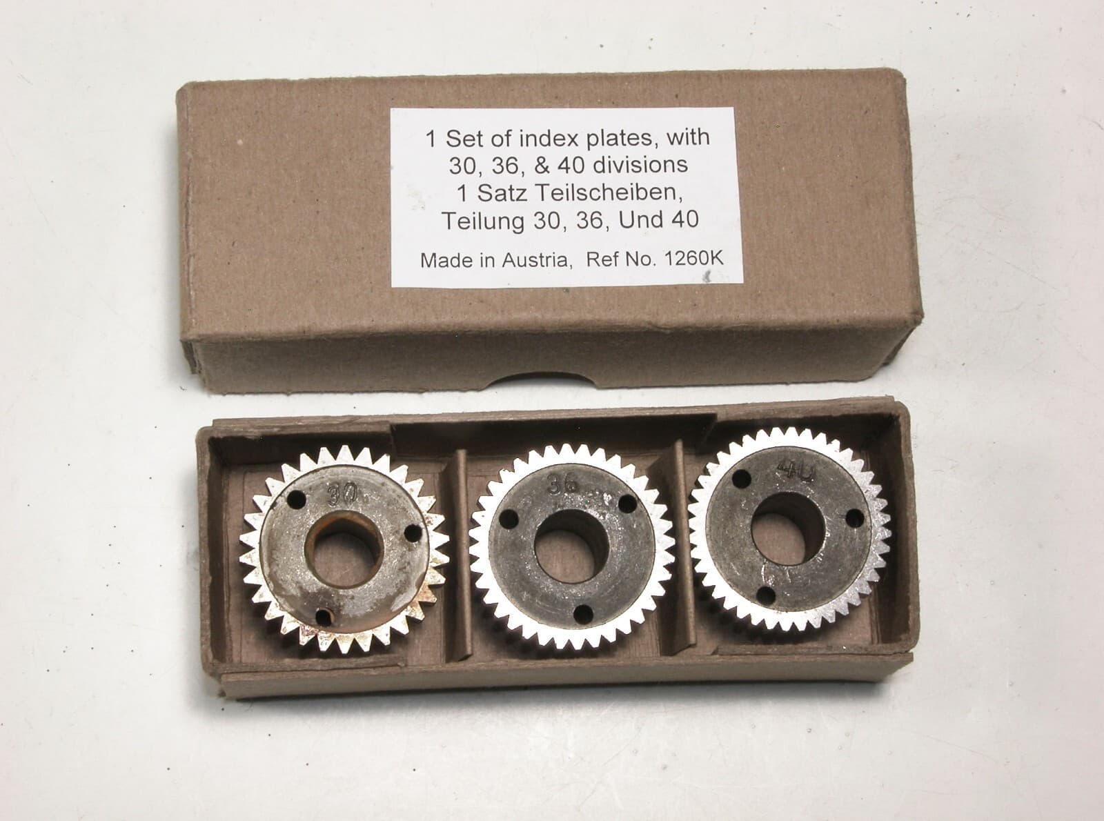 Unimat DB / SL Lathe Index Plates - #30, 36, & 40 With Handmade Box