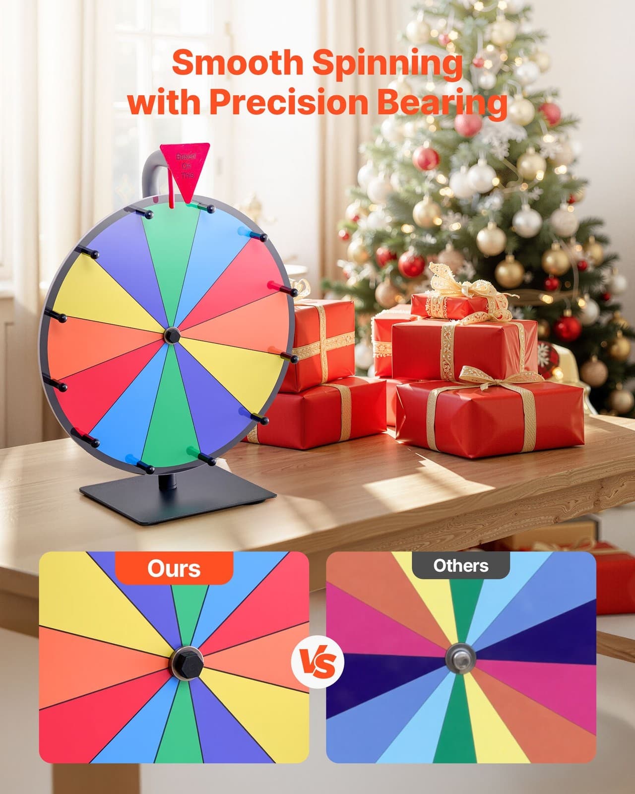 VEVOR 12 in Spinning Prize Wheel,12 Slots Spinning Wheel with Stand,Tabletop Win 2