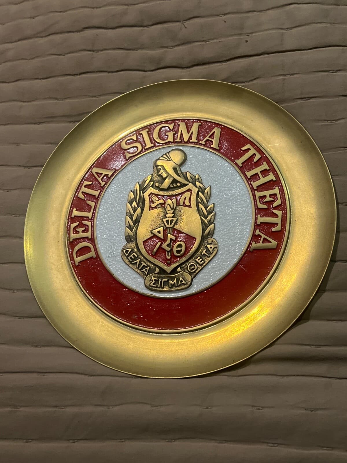 Exquisite vintage Delta Sigma Theta Sorority Brass Plate, 10” Diameter
