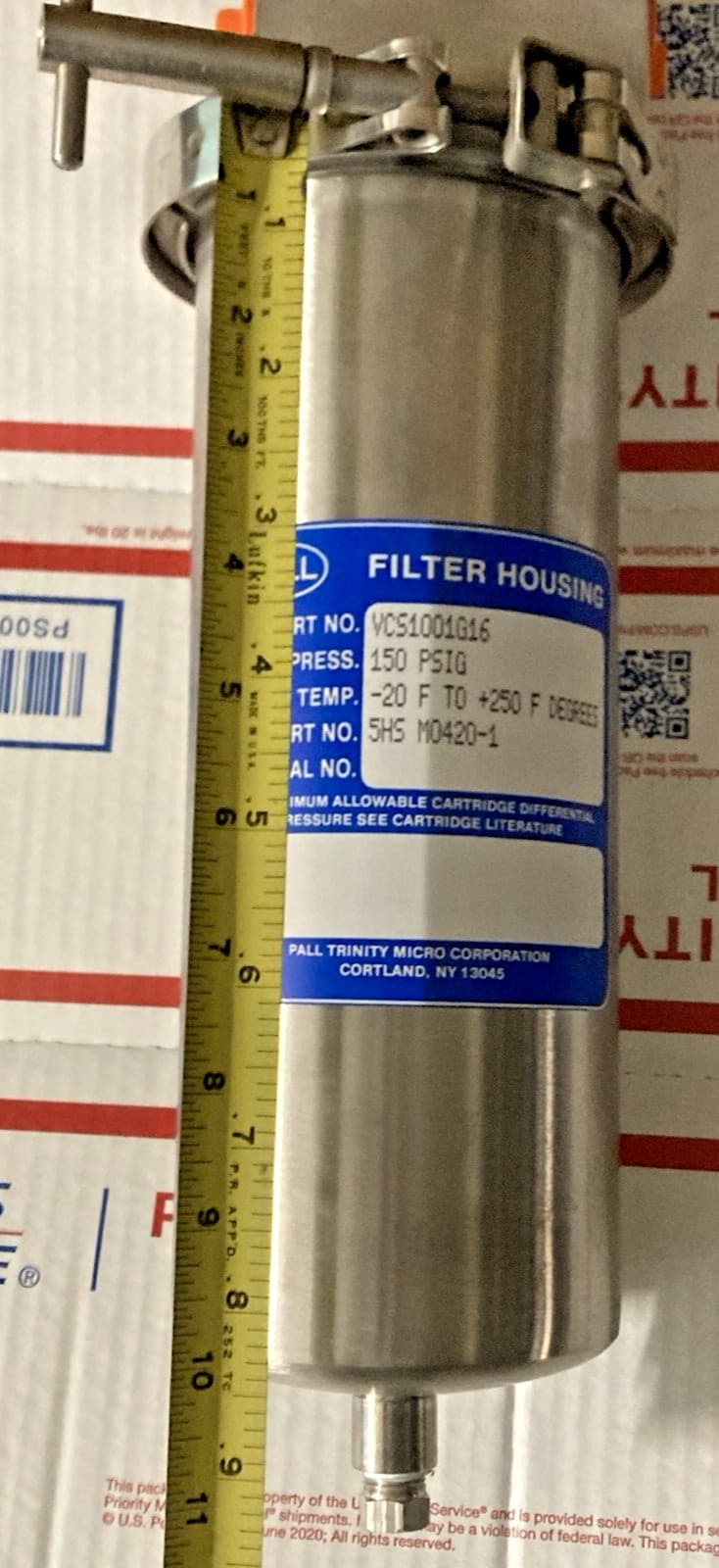 Pall Filter Housing, Stainless Steel IDL series #VCS1001G16, New old stock 6