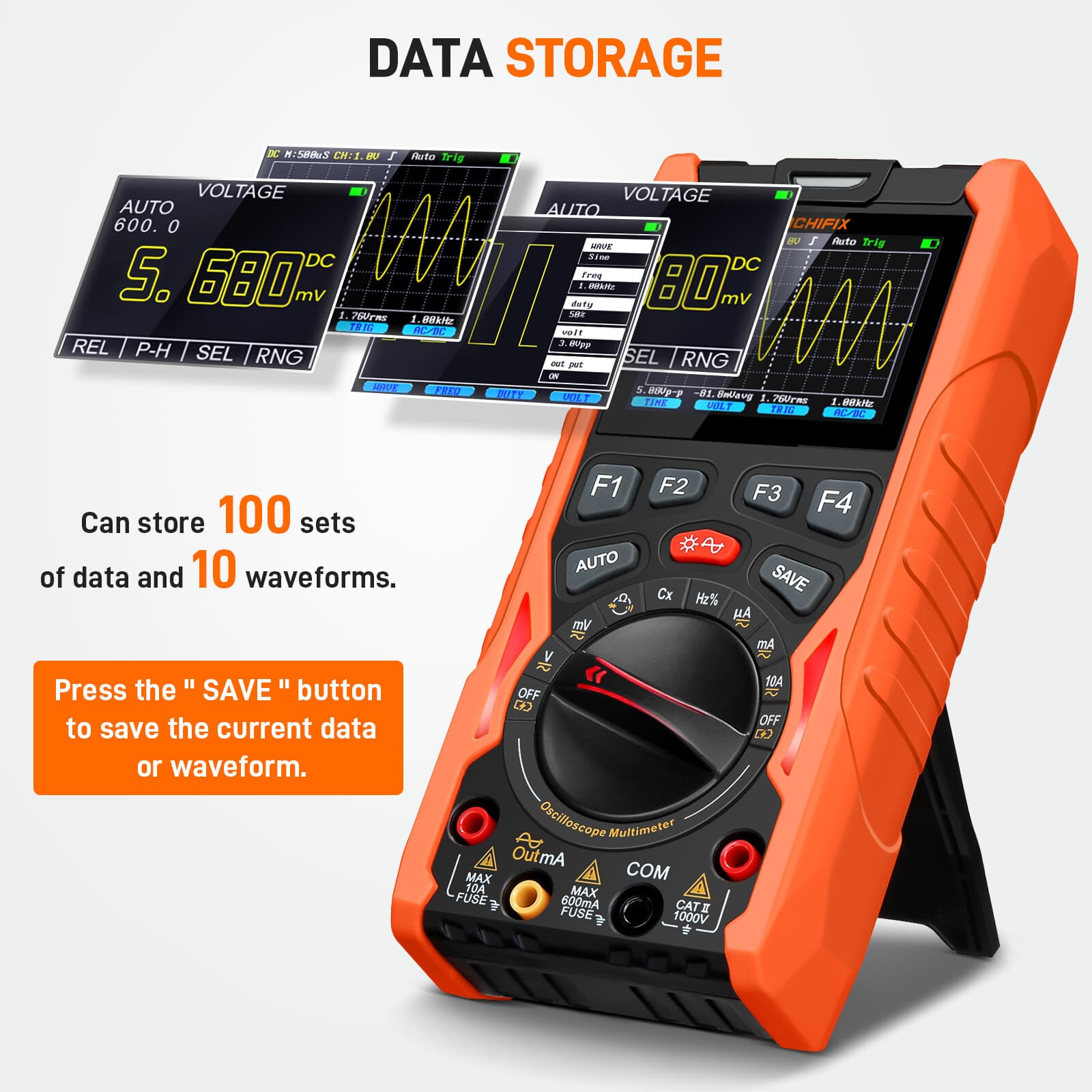 3 in1 12MHz Bandwidth 50MSa/s Handheld Oscilloscope Multimeter Waveform Generaor 2