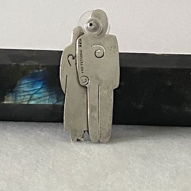 Sterling Silver 925 Far Fetched Family Pin Brooch 1.80" Family of 3 Brooch 3