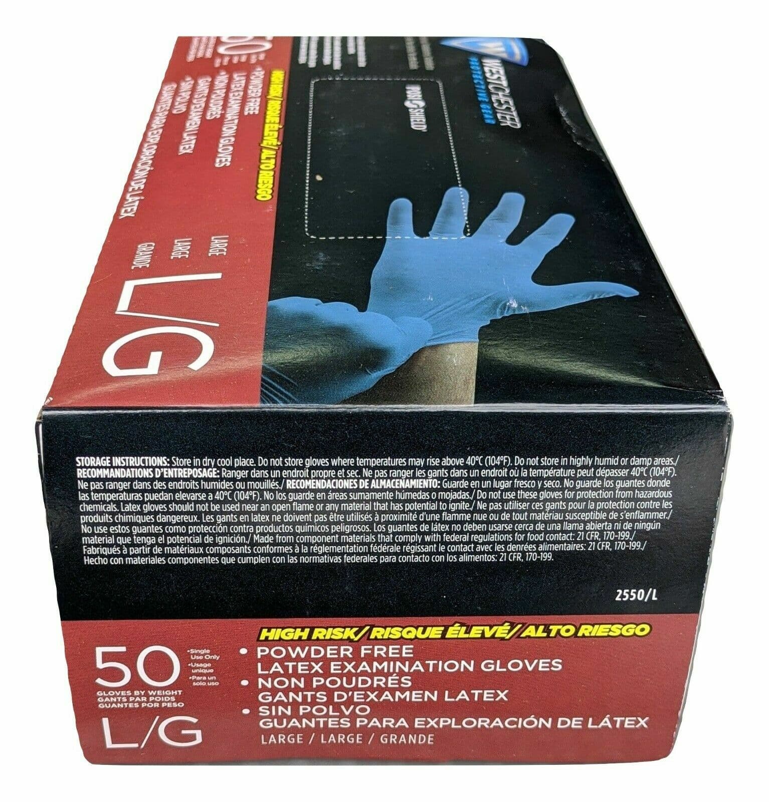 High Risk Exam Gloves West Chester Posi-shield Latex LARGE- Sold by Medicos Club 4