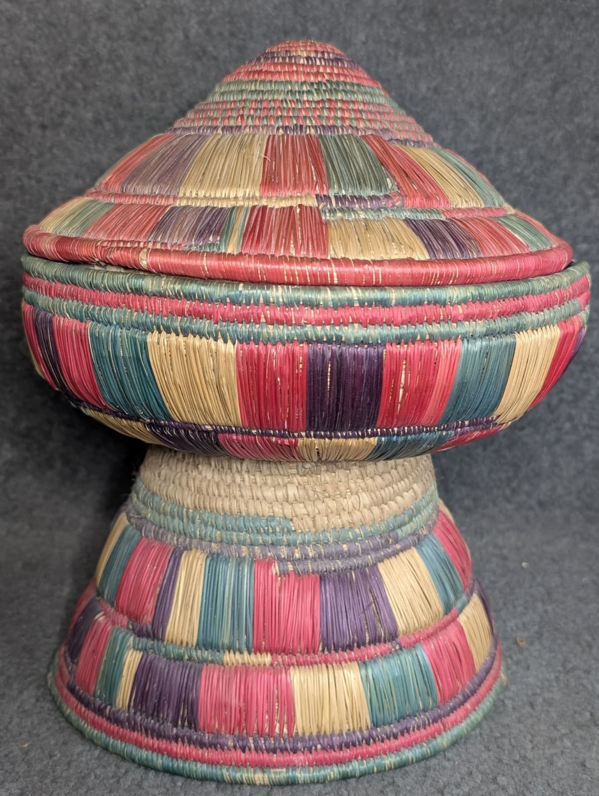 Vintage African Basket Sudanese Mosab Lidded Handcrafted Nubian Traditional Art