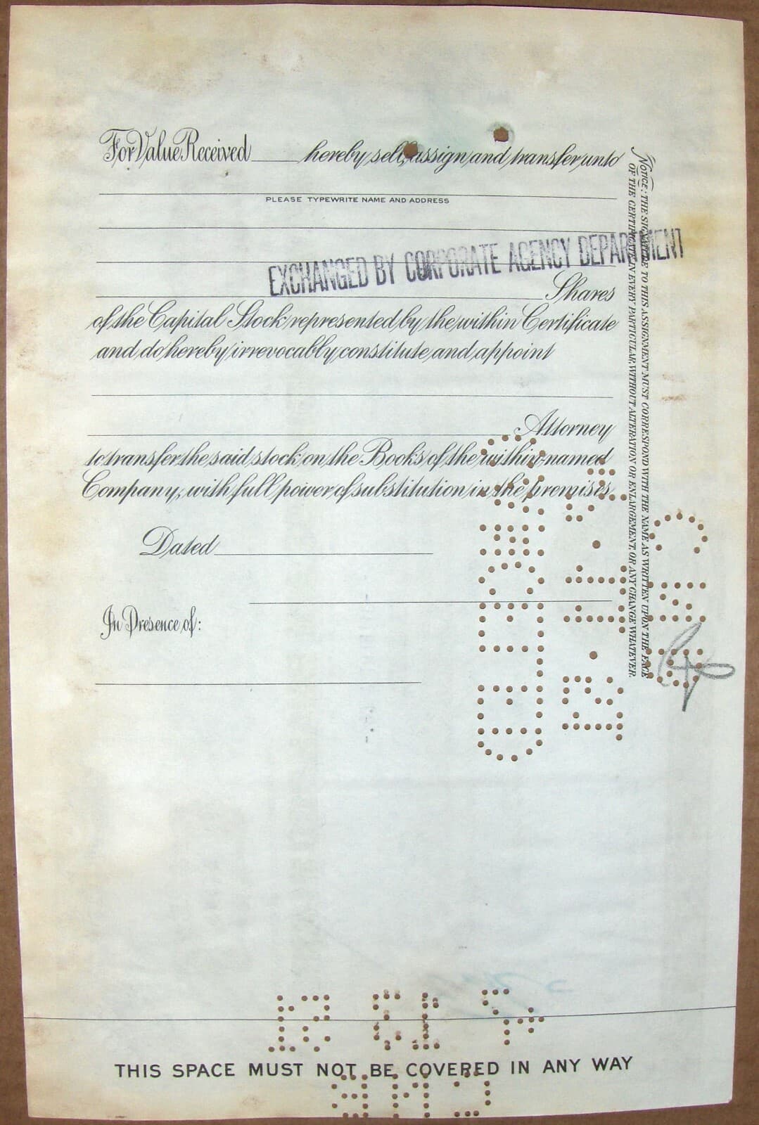 Stock certificate Westinghouse Air Brake Comp. Pennsylvania 100 shares, 1940's 2