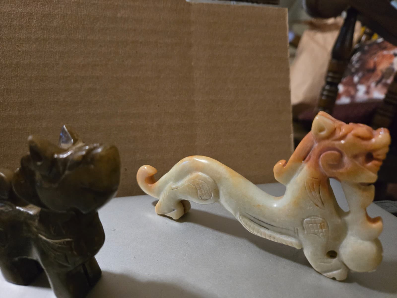 Carved Stone Mineral Asian Designs Carvings Approx 2' to 6" Lot 6 Mixed Assorted 2