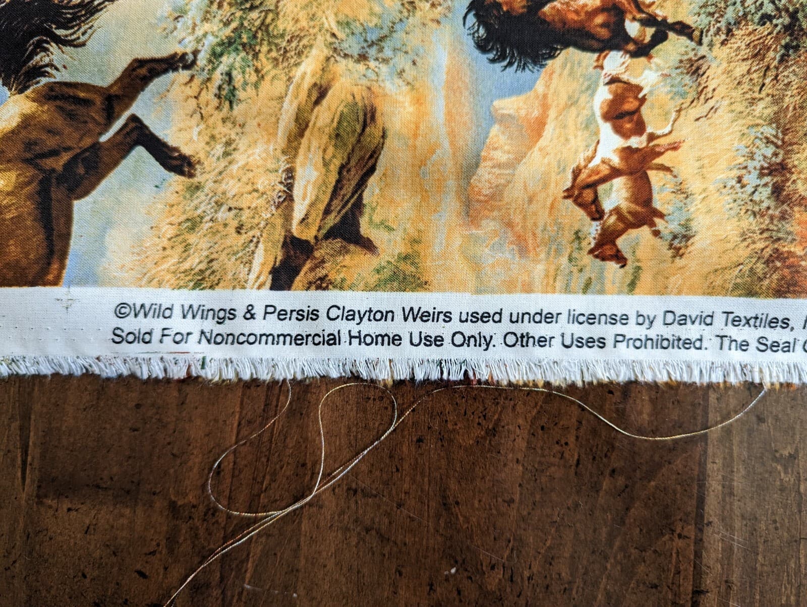 1Yd+15"/43" 100% Supima cotton woven Fab  "Horses in the Prairies"-NOT TOSS- NEW 6