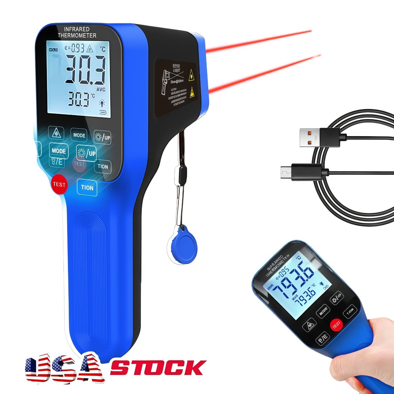 Industrial Laser Infrared Thermometer Gun -50°C~1600°C Pyrometer Rechargeable US