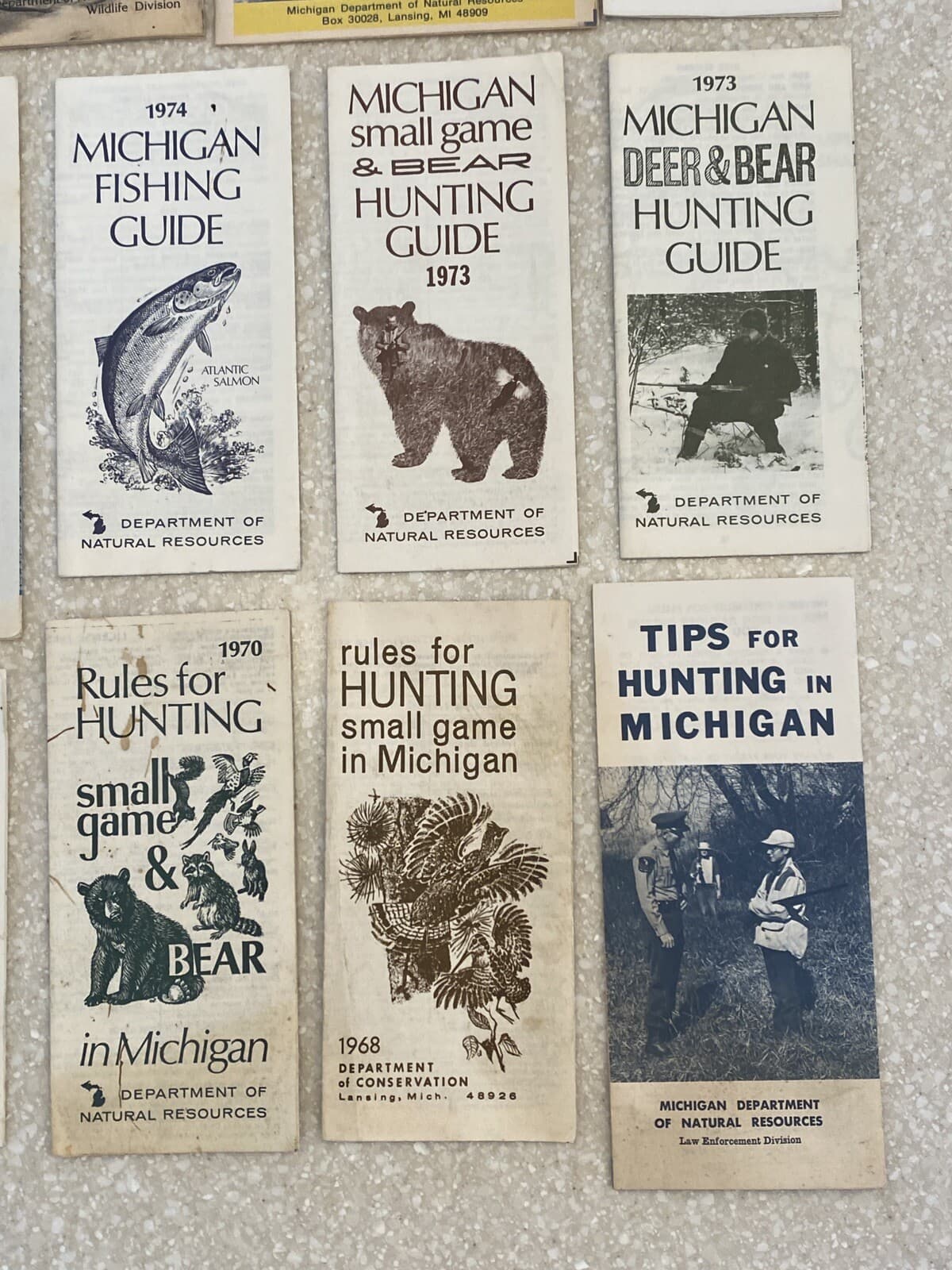 Vintage Michigan hunting fishing trapping guides, Lot of 14 Brochures, 60s-90s 4