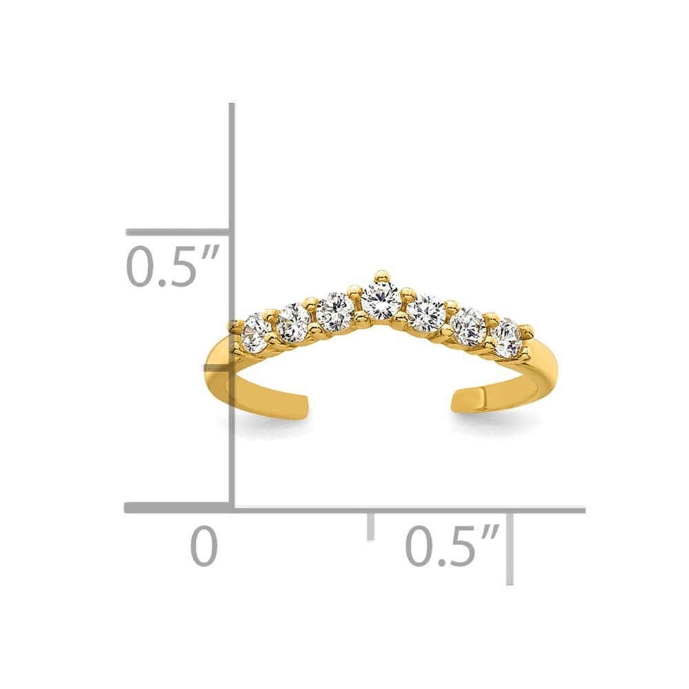 10k Polished White CZ Open Back Toe Ring 5