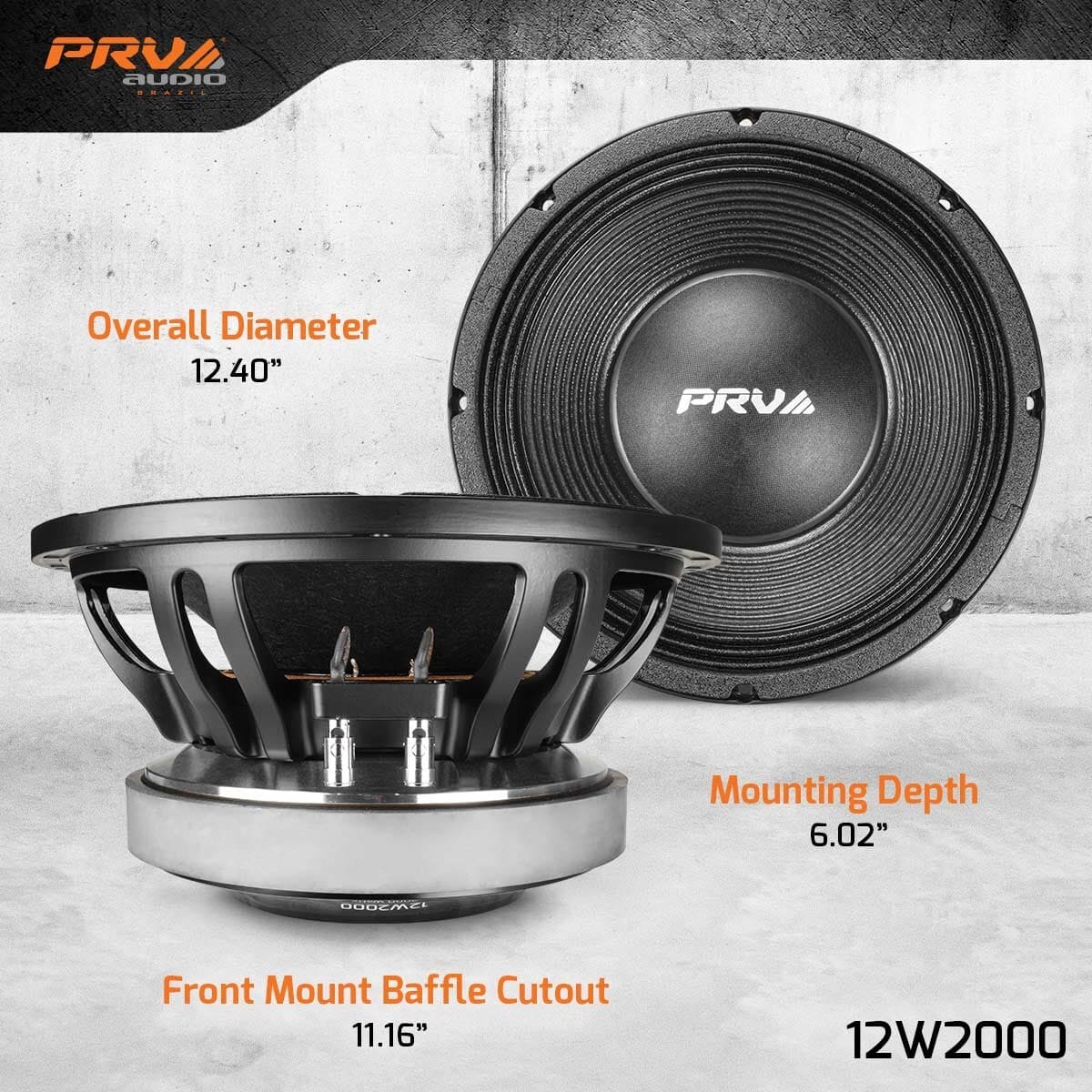 PRV Audio 12W2000 Low Frequency Woofer PRO Loudspeaker 12" 8 Ohm 2000 Watts 4