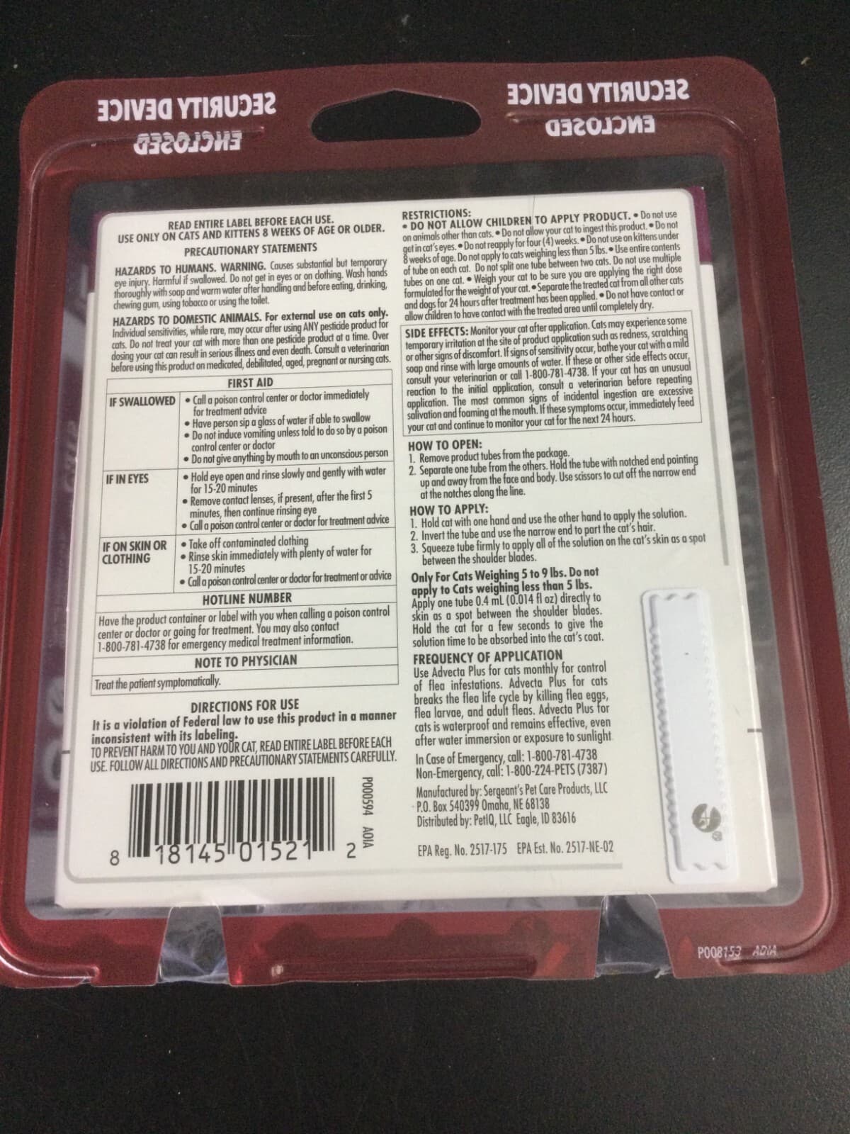 Advecta Plus Flea Squeeze-On Flea Prevention for Cats  4 Month Supply 5212 2