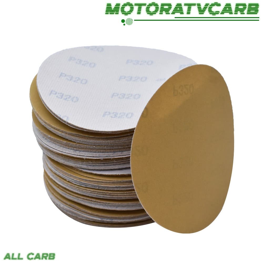 ALL-CARB 100 Pcs 6" NO-Hole 320 Grit Discs Hook Loop Pads Sanding Disc Flocking 2