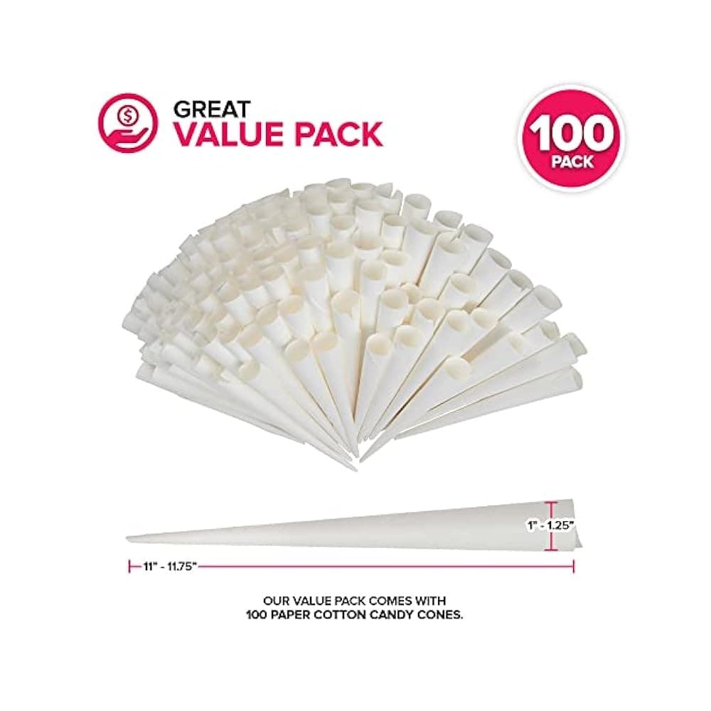 Kraft Paper Cotton Candy Cones , Long Sticks for Mess,Free Floss Sugar 2