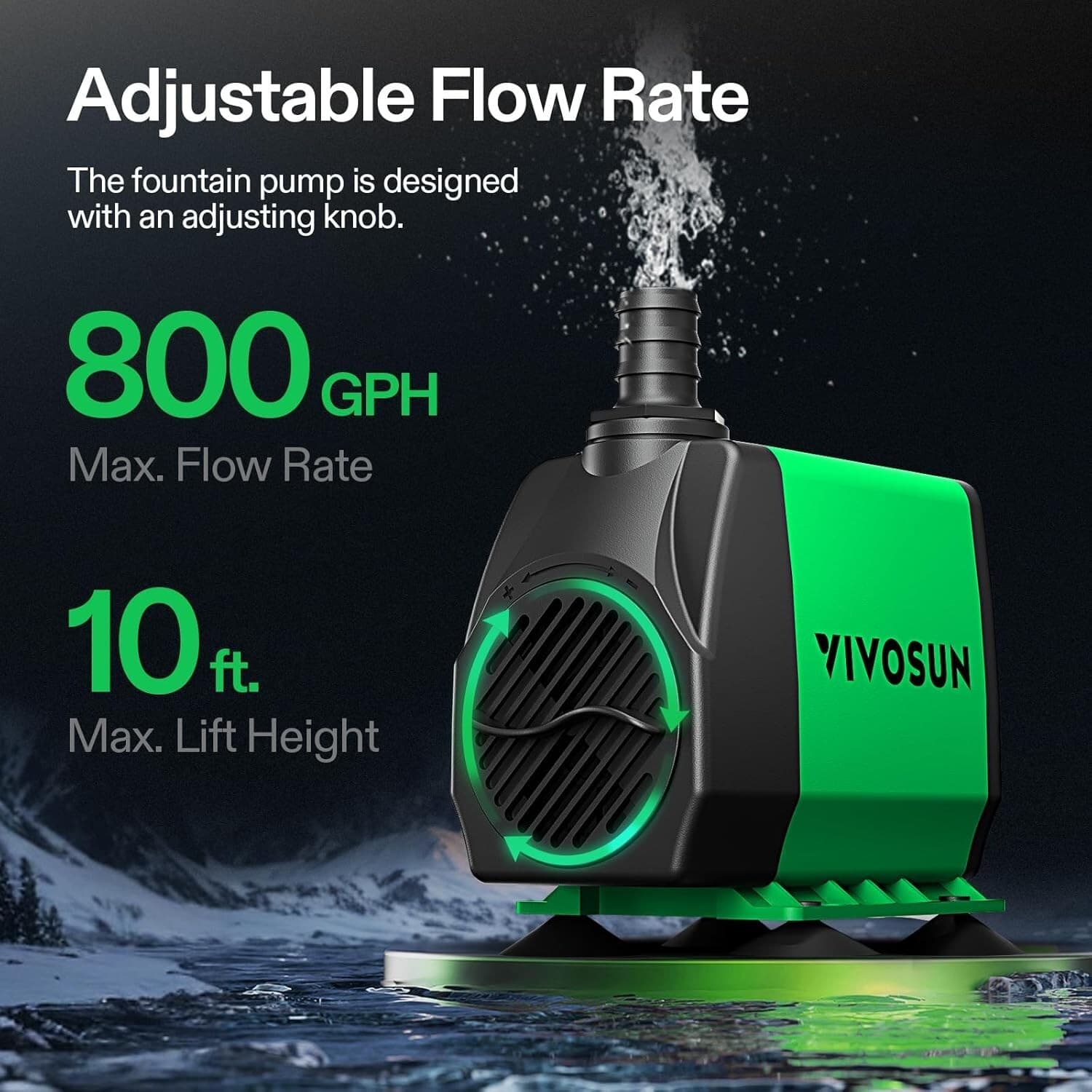 VIVOSUN Water Pump Hydroponics Pond Fountain Aquariums Submersible Fish Tank 2
