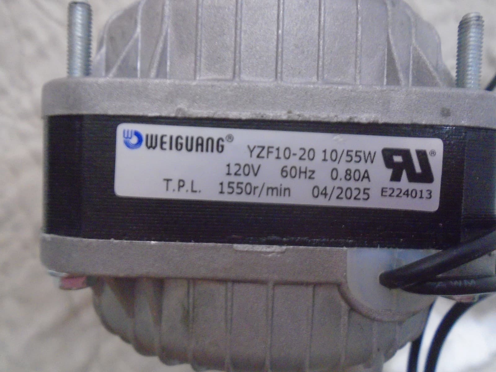 Condenser Fan Motor Part#YZF10-20 10/55W 120V 60Hz 0.80A 1550 r/min Weiguang 2