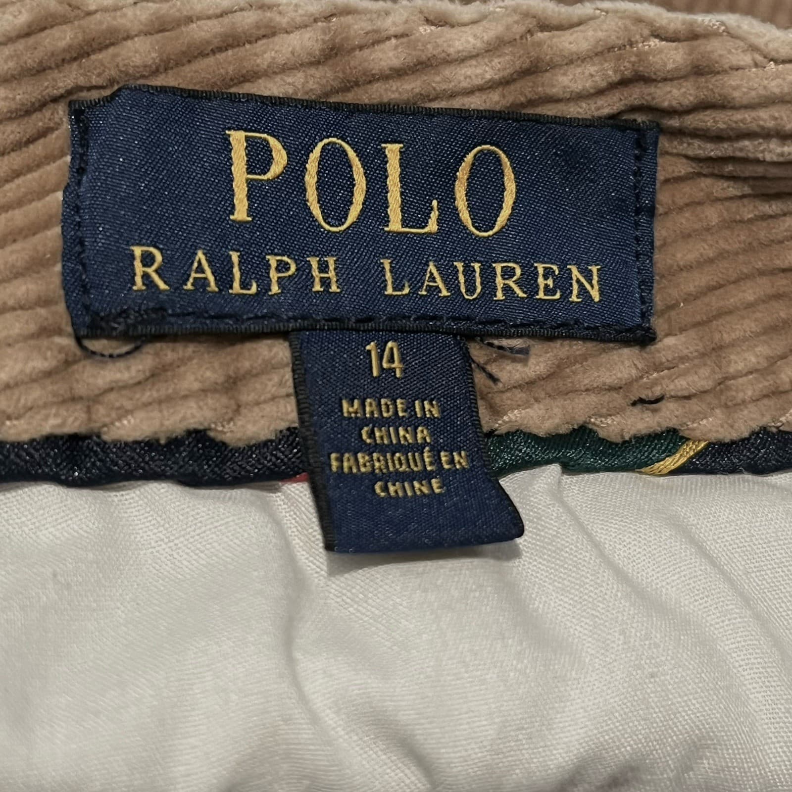 Polo Ralph Lauren Boys Corduroy Casual Chino Pants Preppy Tan Sz 14 2