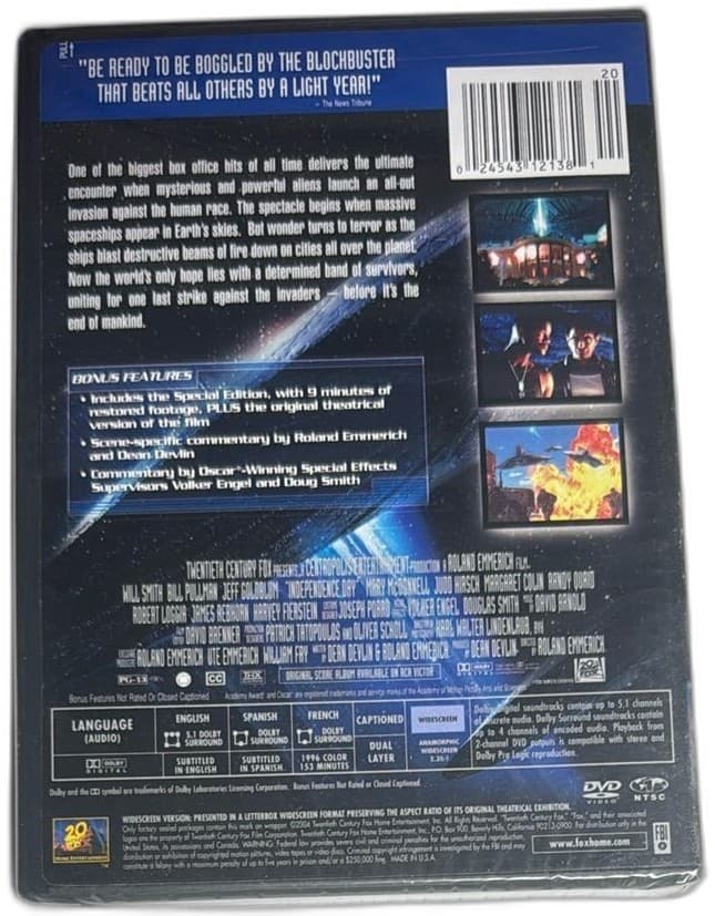 Independence Day Limited Edition DVD Widescreen Sealed 20th Century Fox 1996 2
