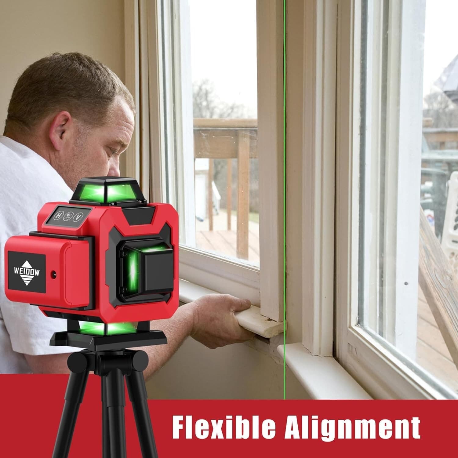 Green Laser Level,4D 16 Lines, 360 Self Leveling w/ Magnetic Bracket,2 Batteries 2