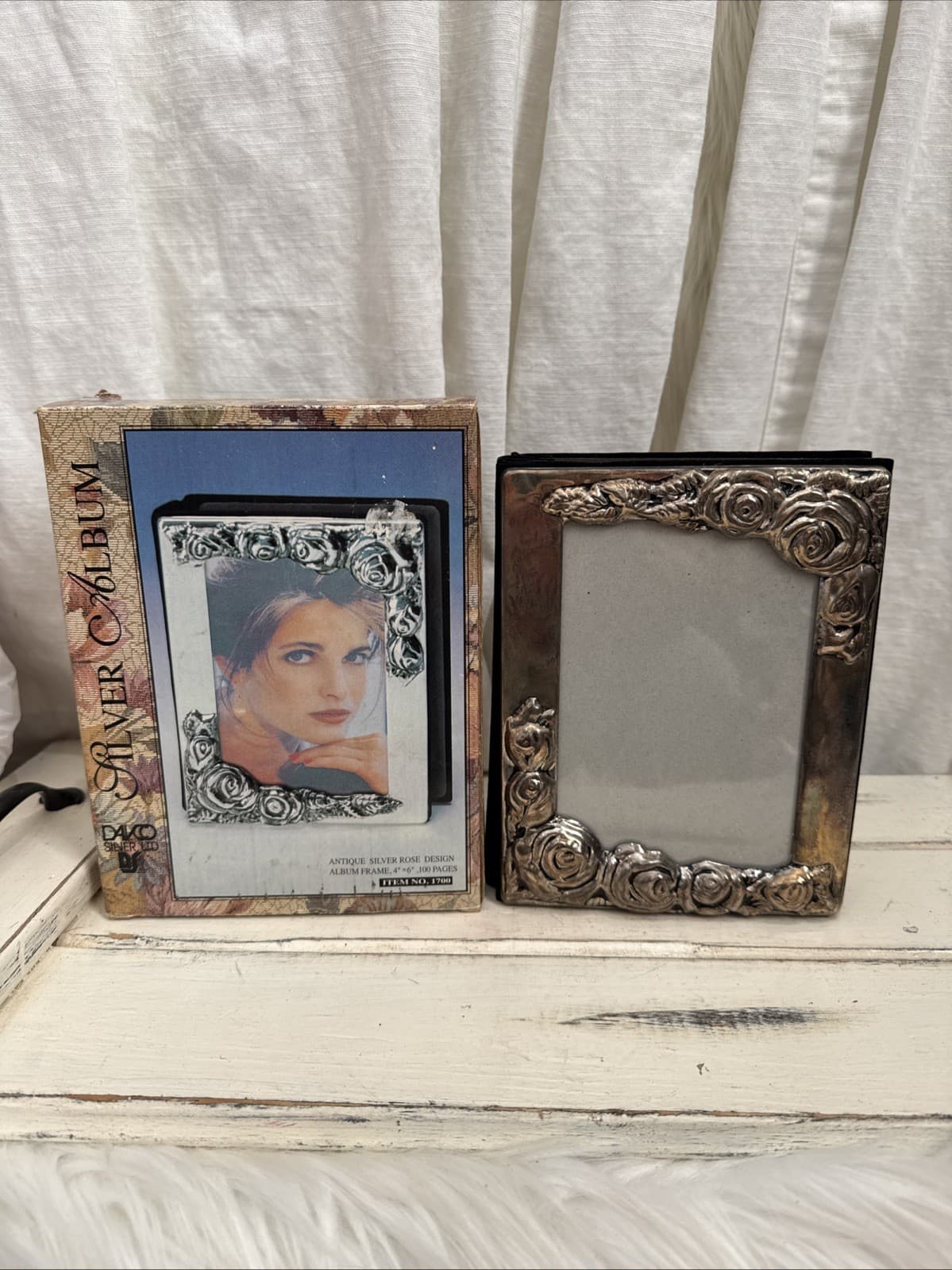 DAVCO SILVER, LTD Photo Frame & Album for 100 4"x6" Photos - Tarnished VTG 2