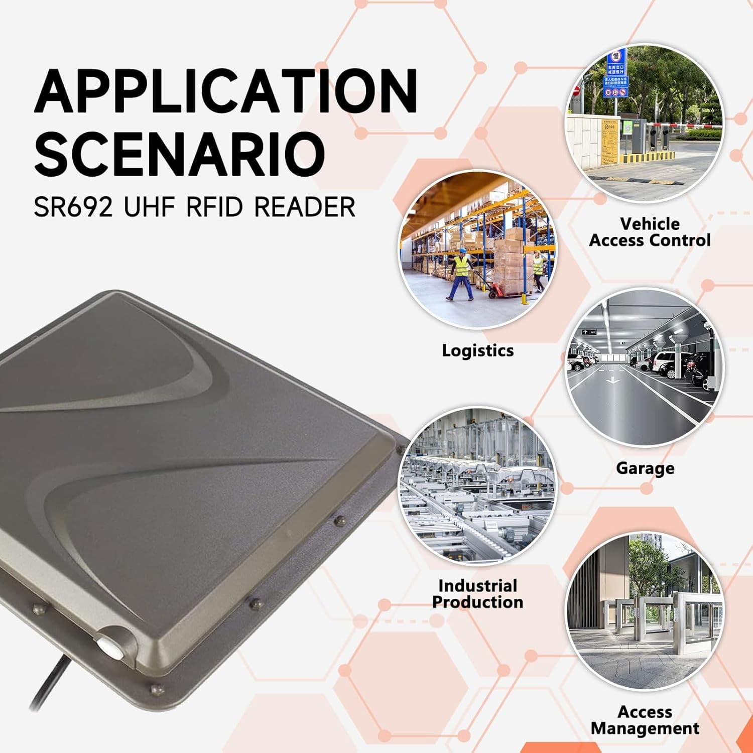 SR692 Long Range UHF RFID Reader 9dbi RJ45 Network Output UHF Integrated Reader 3
