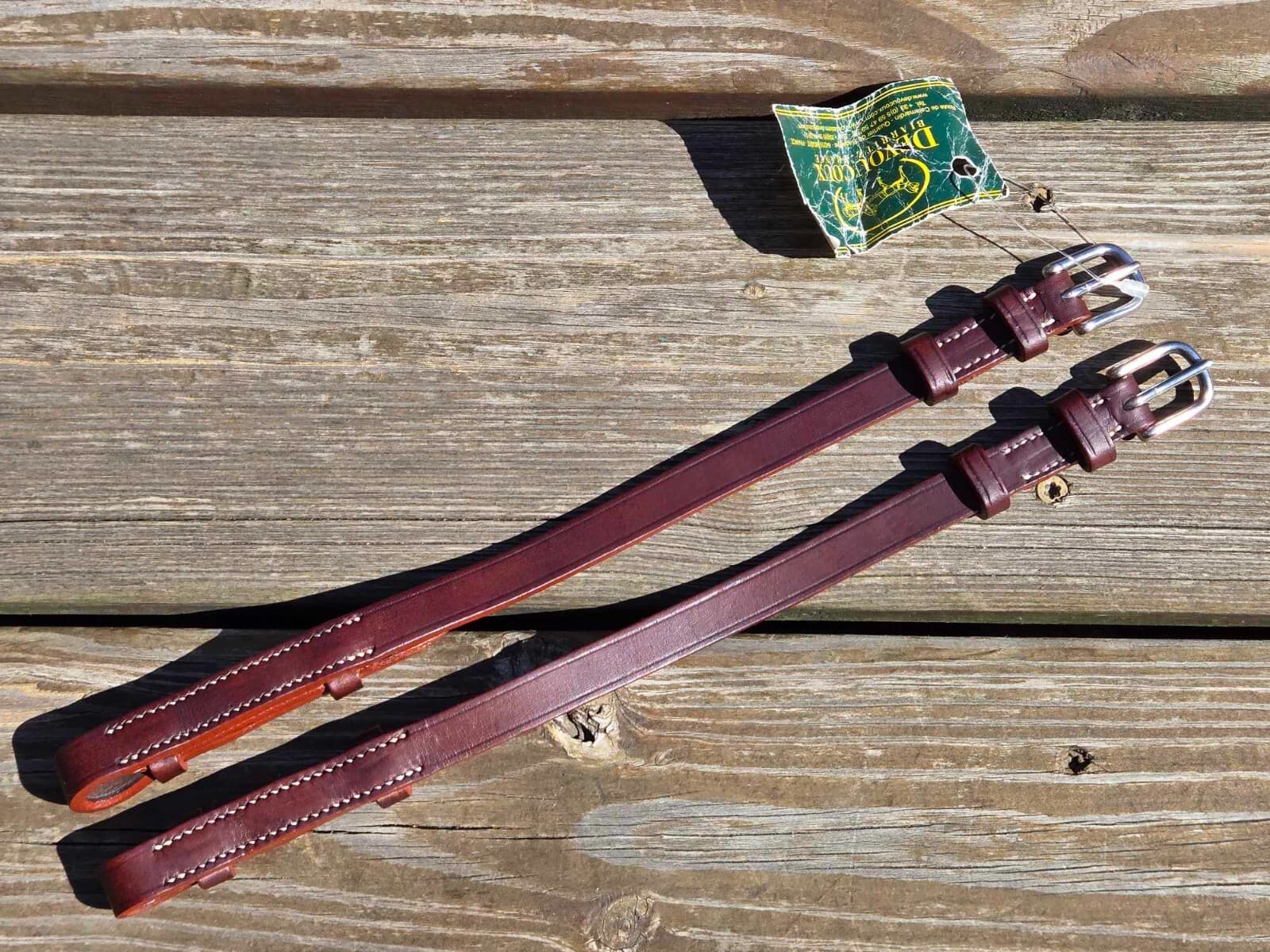 Devoucoux Brown 1/2" Leather English Hunter Bridle Cheekpieces -Size LARGE - NWT