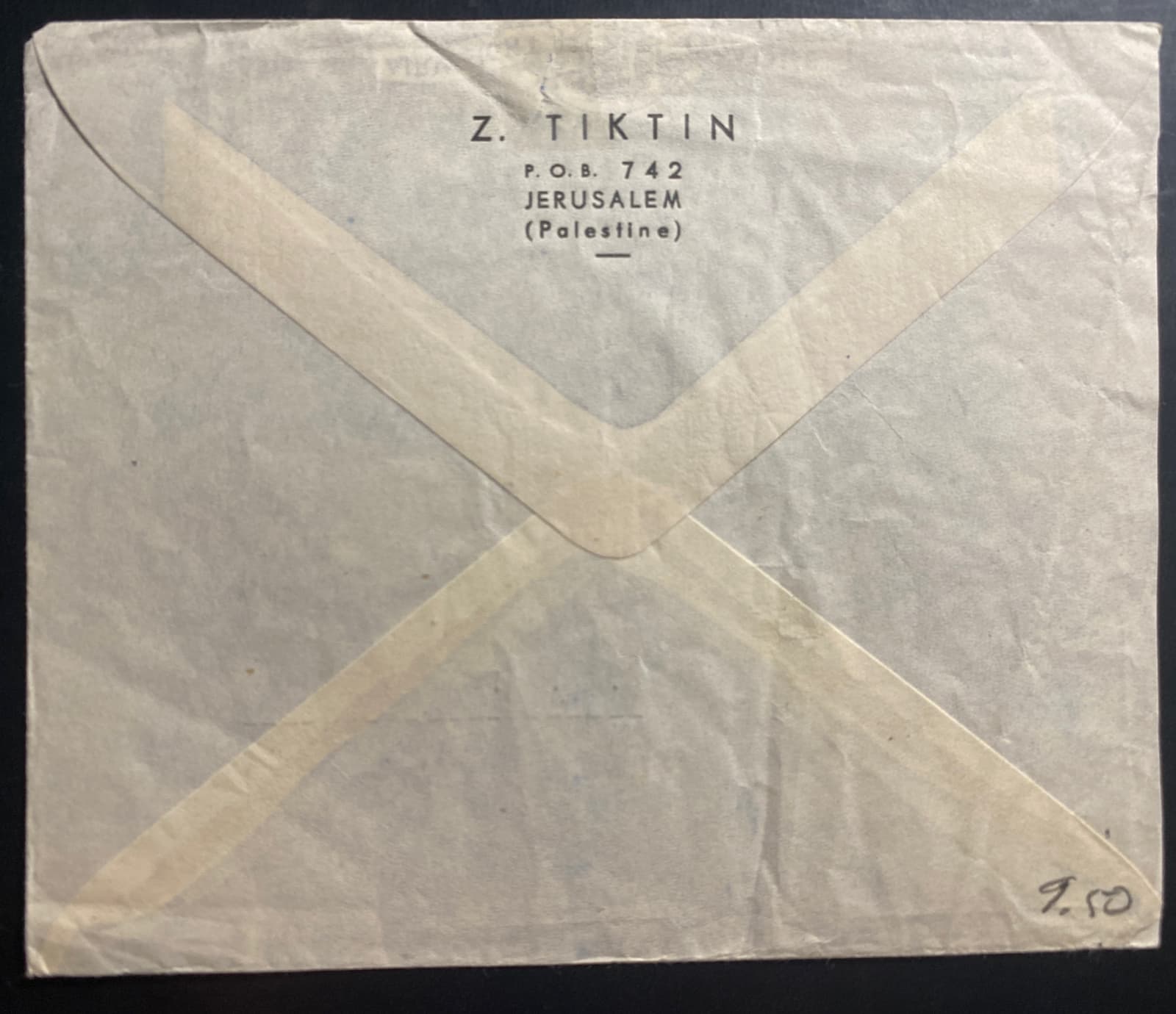 1947 Jerusalem Palestine Airmail Commercial cover to Lacon IL USA 2