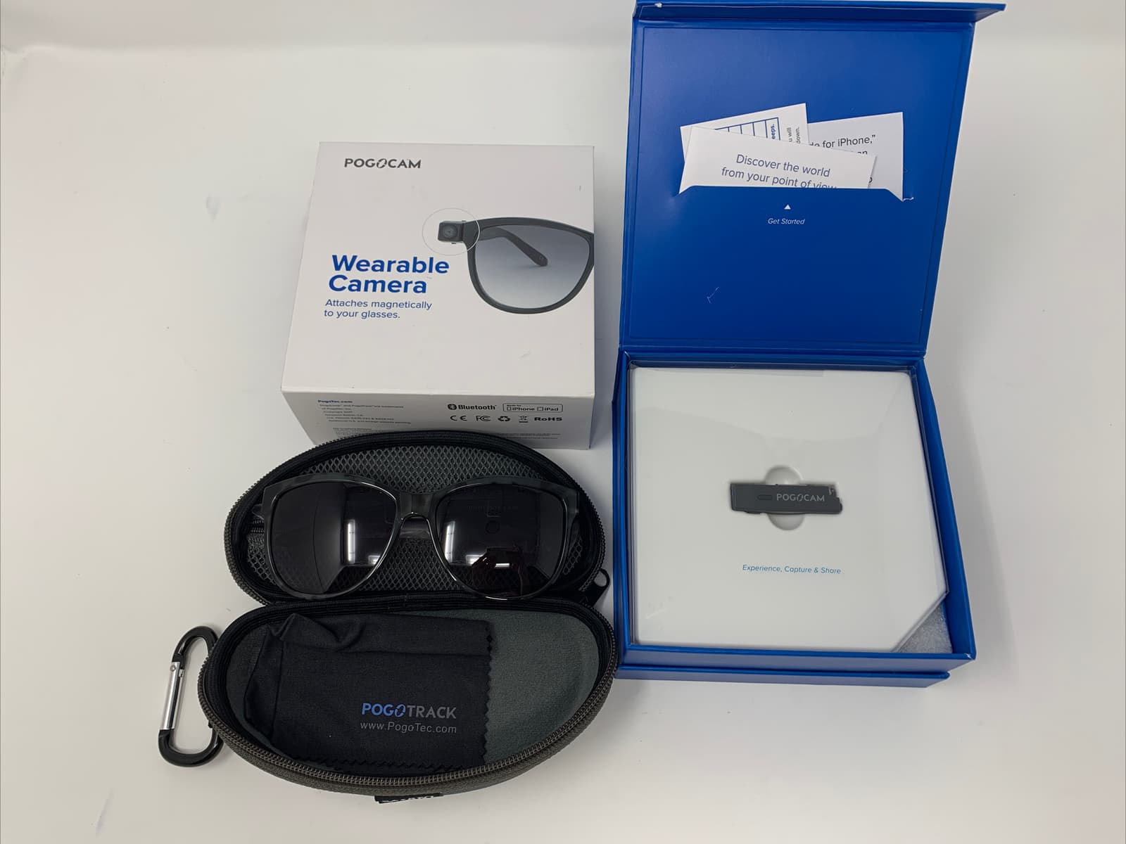 PogoCam Wearable Camera w/ Foster Grant Glasses In Case  (brand new/never used) 2