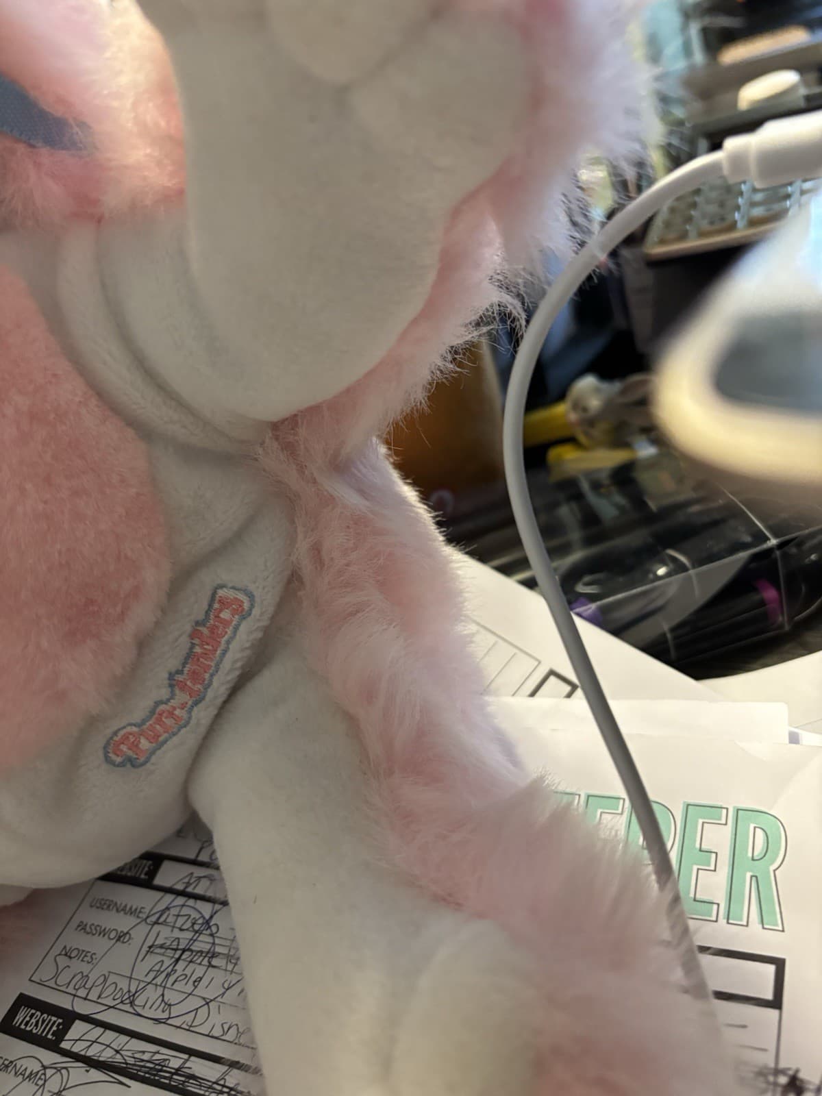 Fisher Price, Chirp Purr, 8402 Pink Purr tender with orig mask, purr movement 3