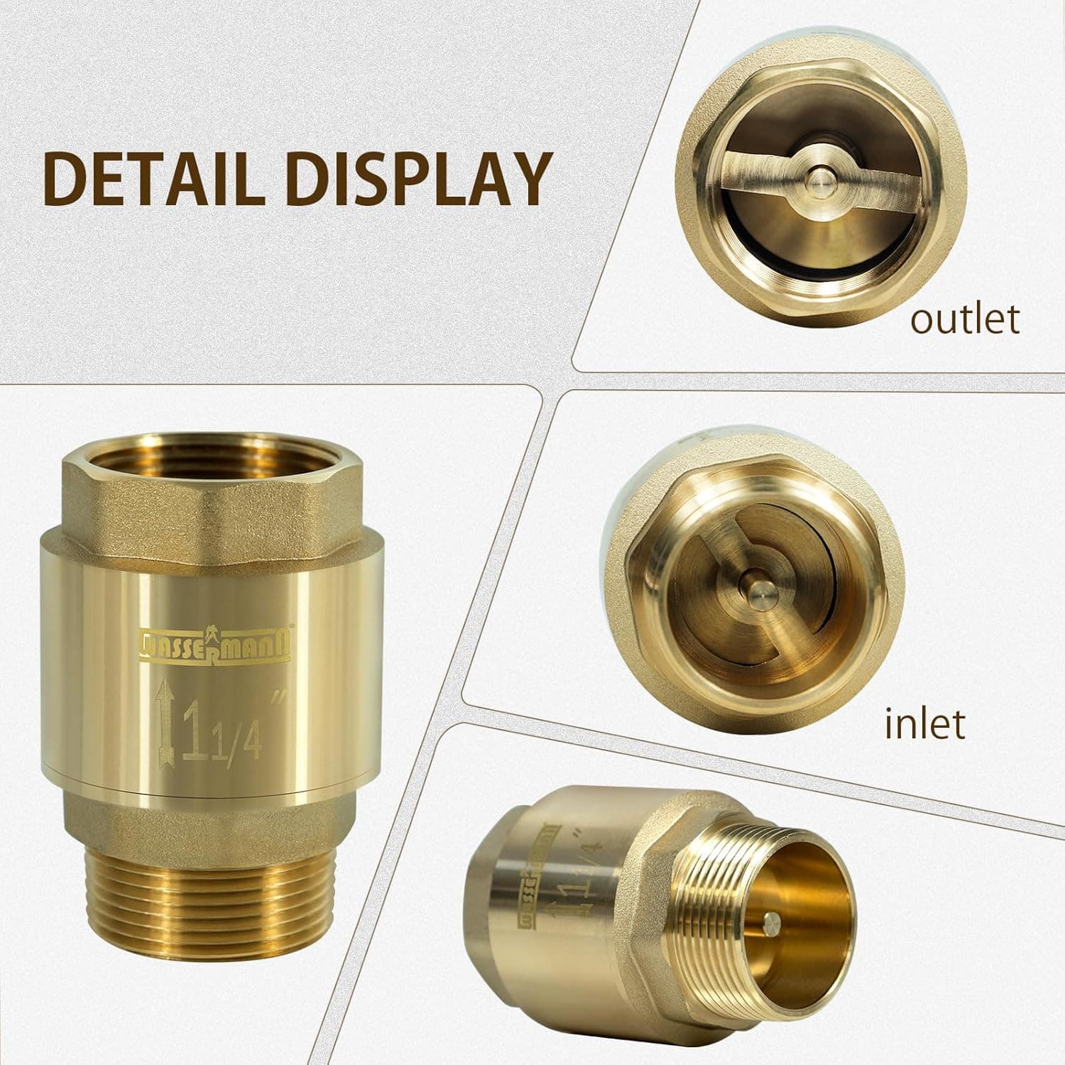 1-1/4" Brass Check Valve 1.25“ NPT Water Check Valve for Submersible Well Pump 1 6