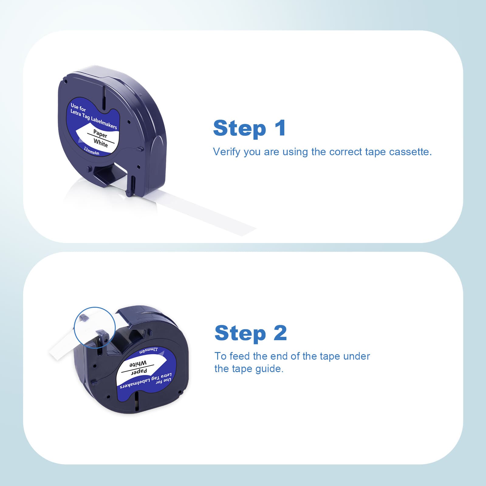 5PK Dymo Letratag Refill 91331 91330 White Plastic Label Tape 12mm LT-100H 1/2" 3