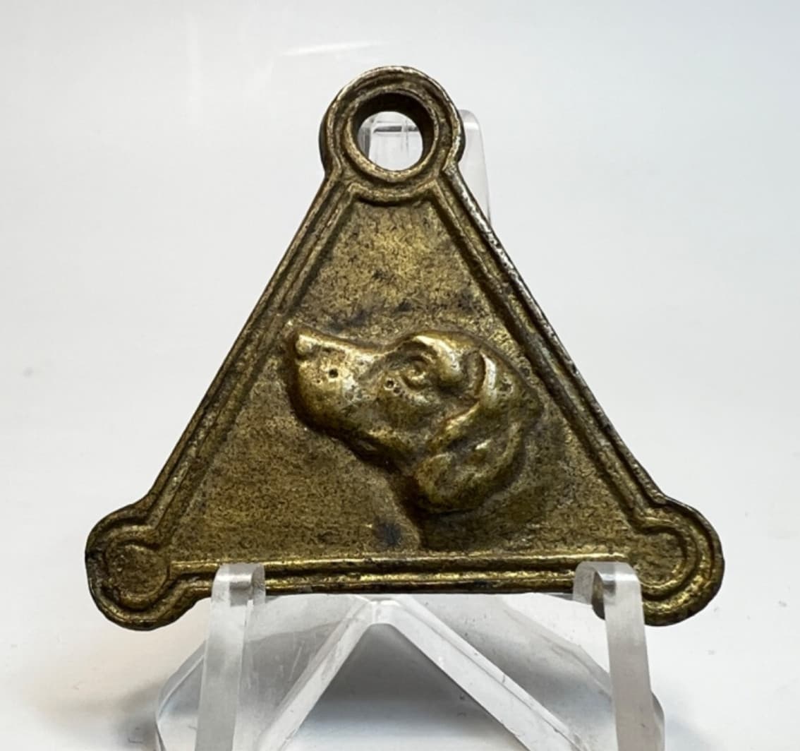 1928-29 Rare Bulgarian Sofia Brass Dog Tag License Registration Fob Pendant