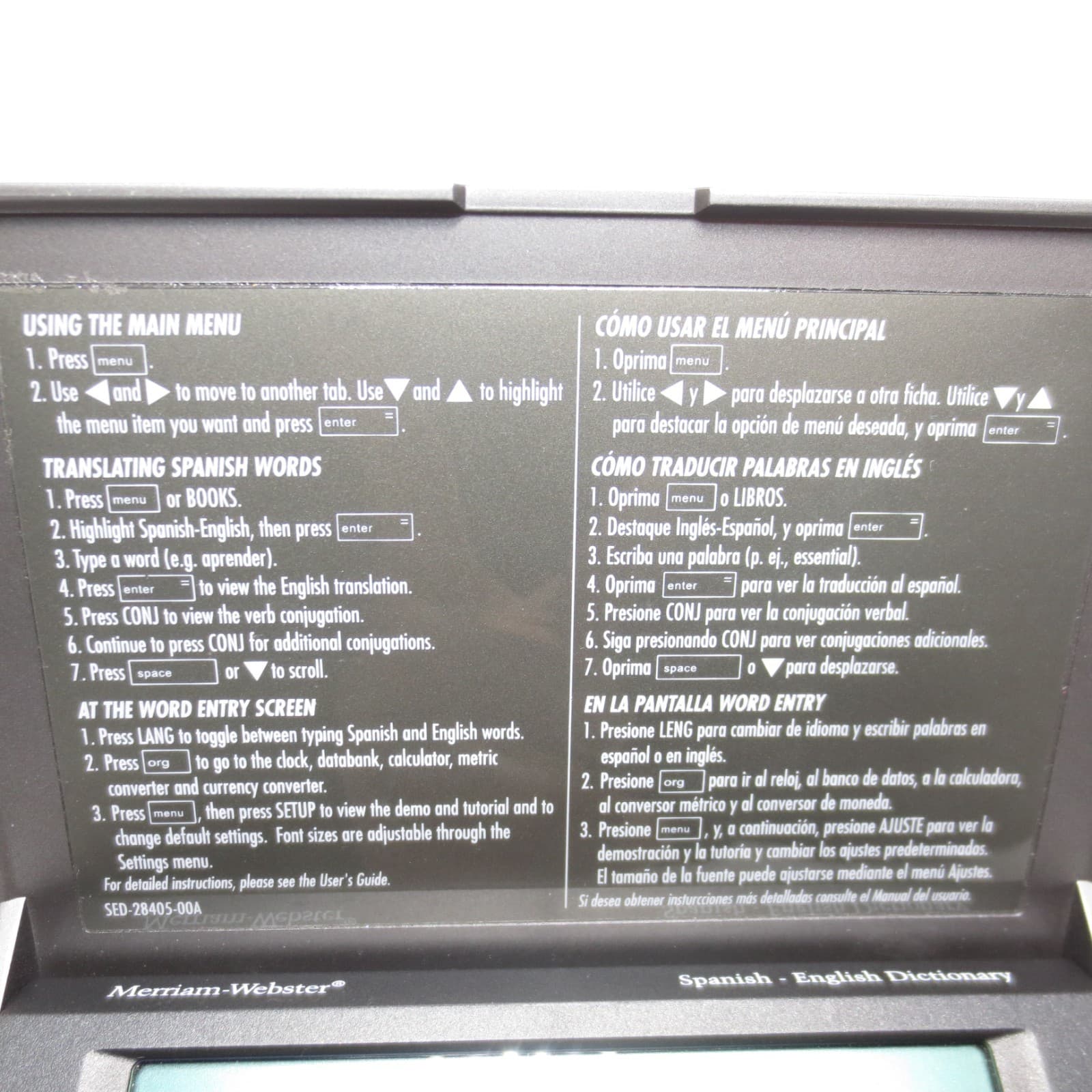 Franklin DBE-1500 Merriam Webster Spanish-English Dictionary 6
