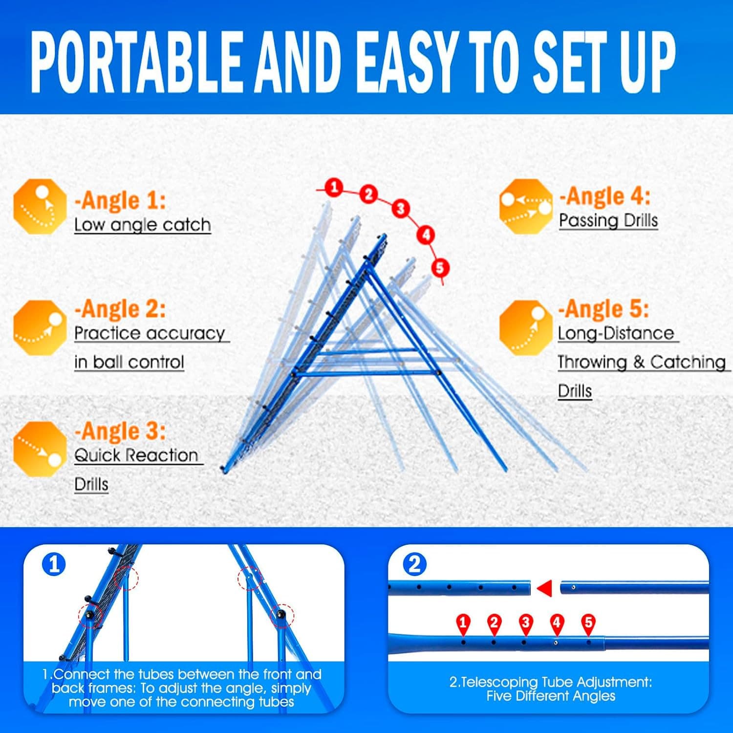 Lacrosse Rebound Net Pro,  Lacrosse Rebounder for Backyard, 7X4Ft/6X4Ft Adjustab 3
