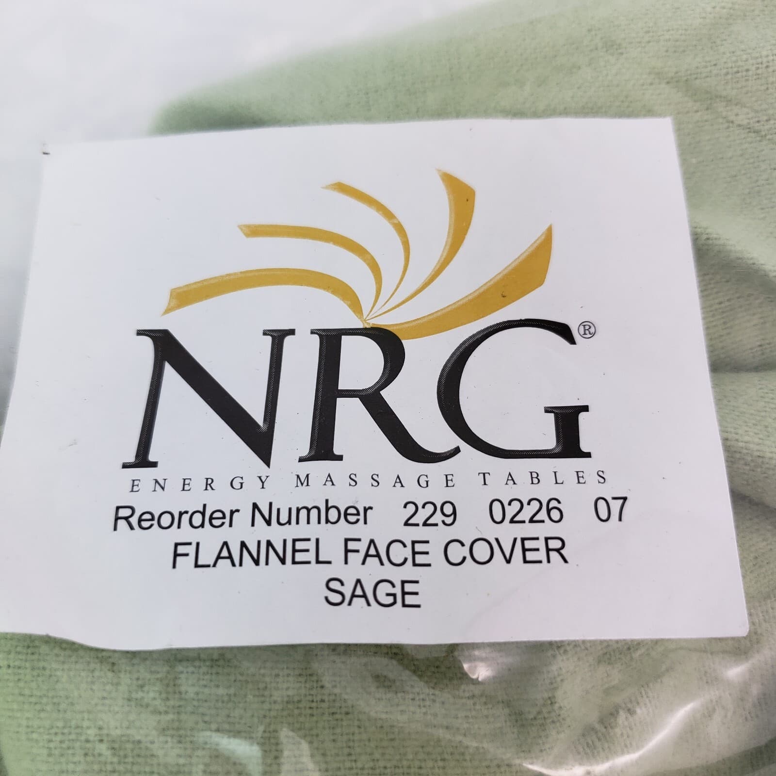NRG Massage Table Cradle Head Cotton Sage Green Flannel Face Cover 2