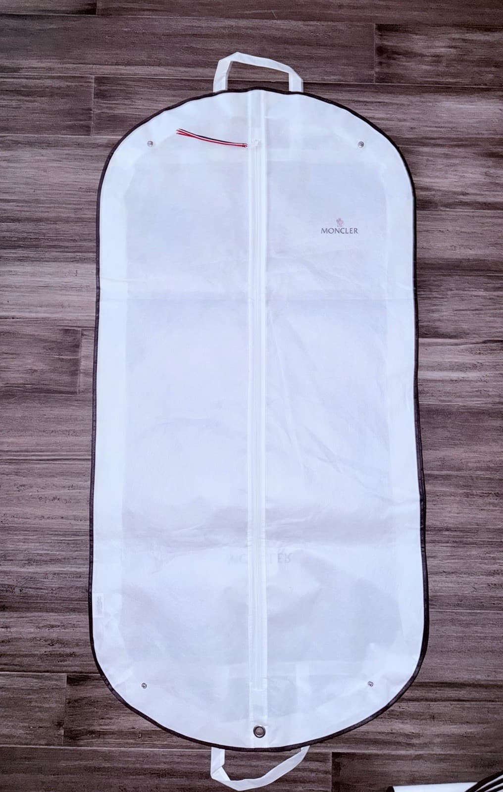 Moncler Zipper Garment Bag for Suit, Dress, Jacket, & Coat (White, Brand New)