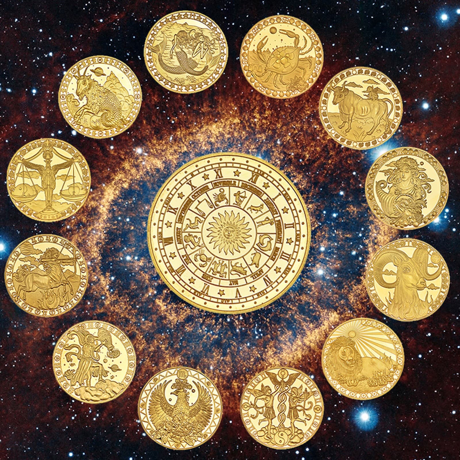 Zodiac Horoscope Collectors Coin Set of 12 (GOLD Plated)