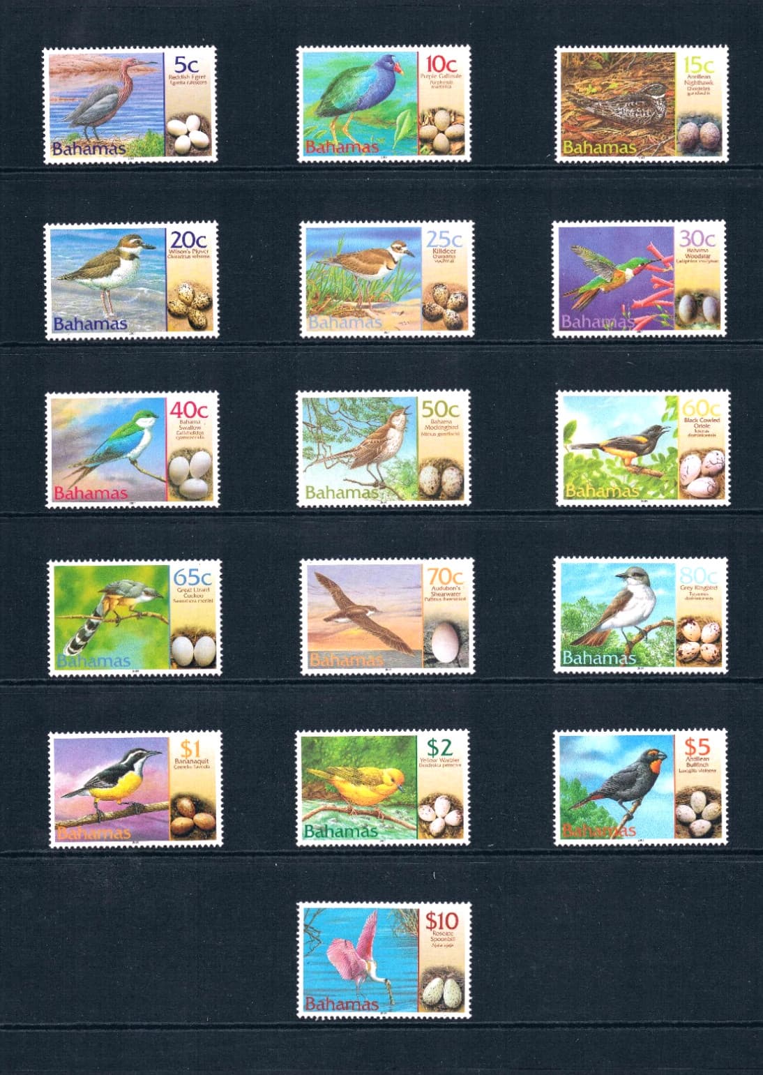 $73.30 Scott Value - 2001 BAHAMAS Birds & Eggs definitives CV MNH NH UMM 3