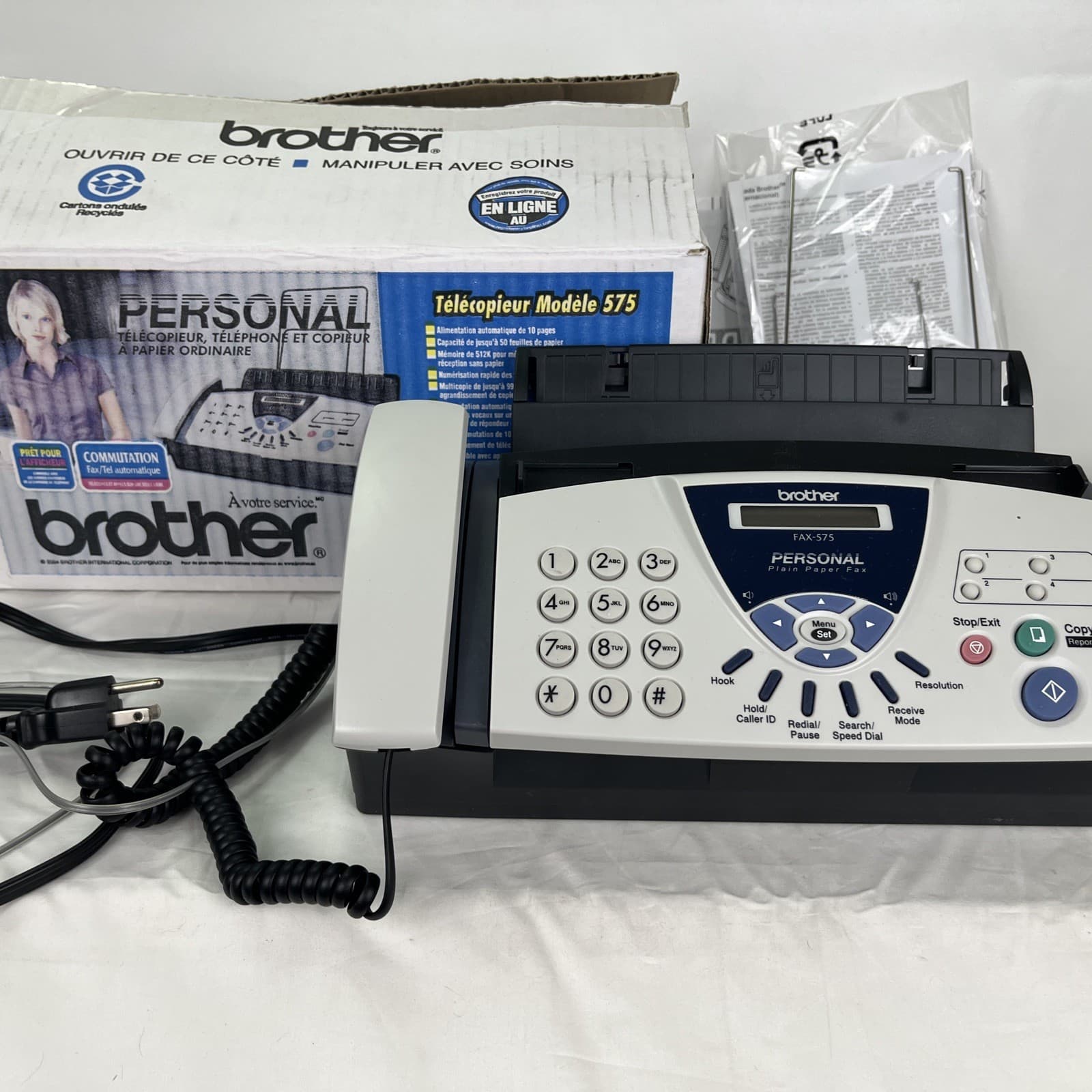 Brother FAX-575 Personal Fax Machine and Copier Vintage W/Original Box Tested 2
