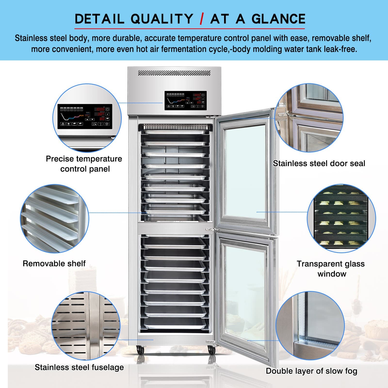 Kolice Commercial 18 trays Baking Proofers, Dough Baking Proofers -15C to +45C 3