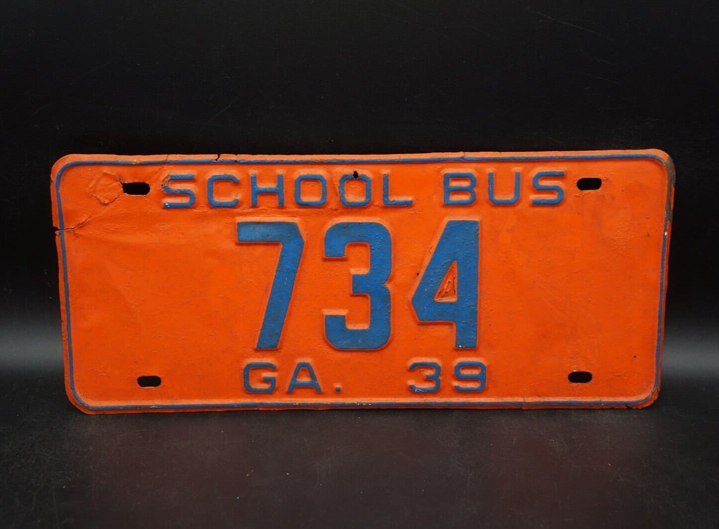 1939 Georgia SCHOOL BUS License Plate Low # 734 4