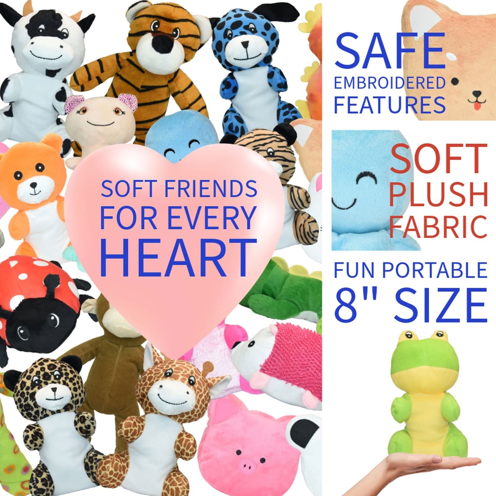 100 Pc Bulk Stuffed Animals 7-9 inch - Kids Prizes, GiveAways, Party Favors 3