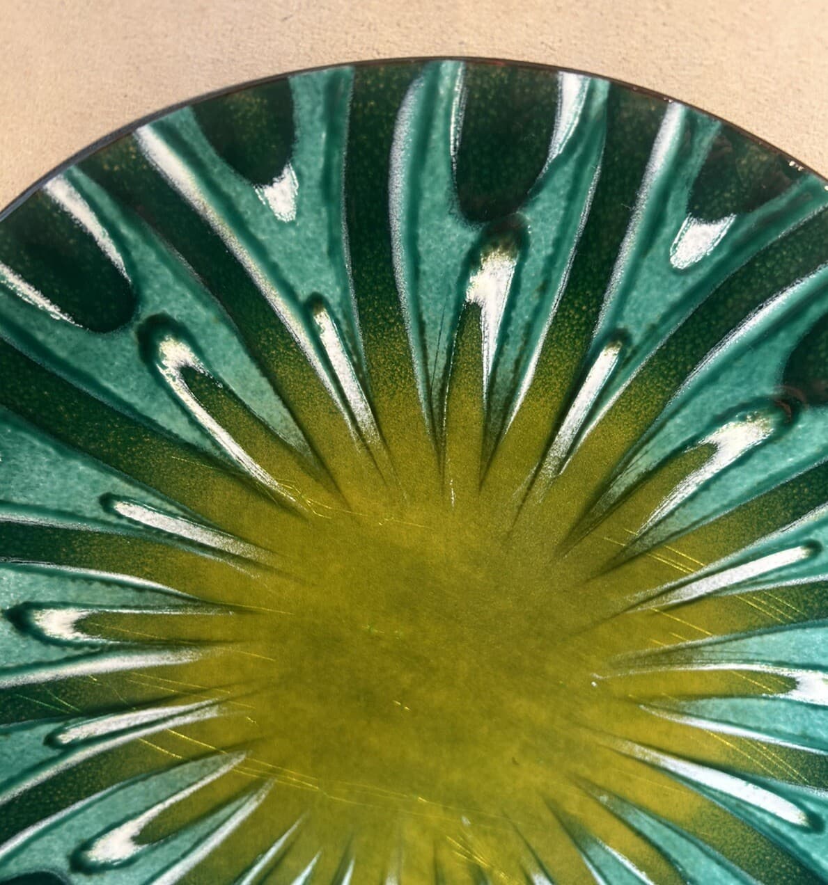 VTG MCM Anita Trottier Signed Enamel On Copper Plate 9.75” Quebec Canada 2