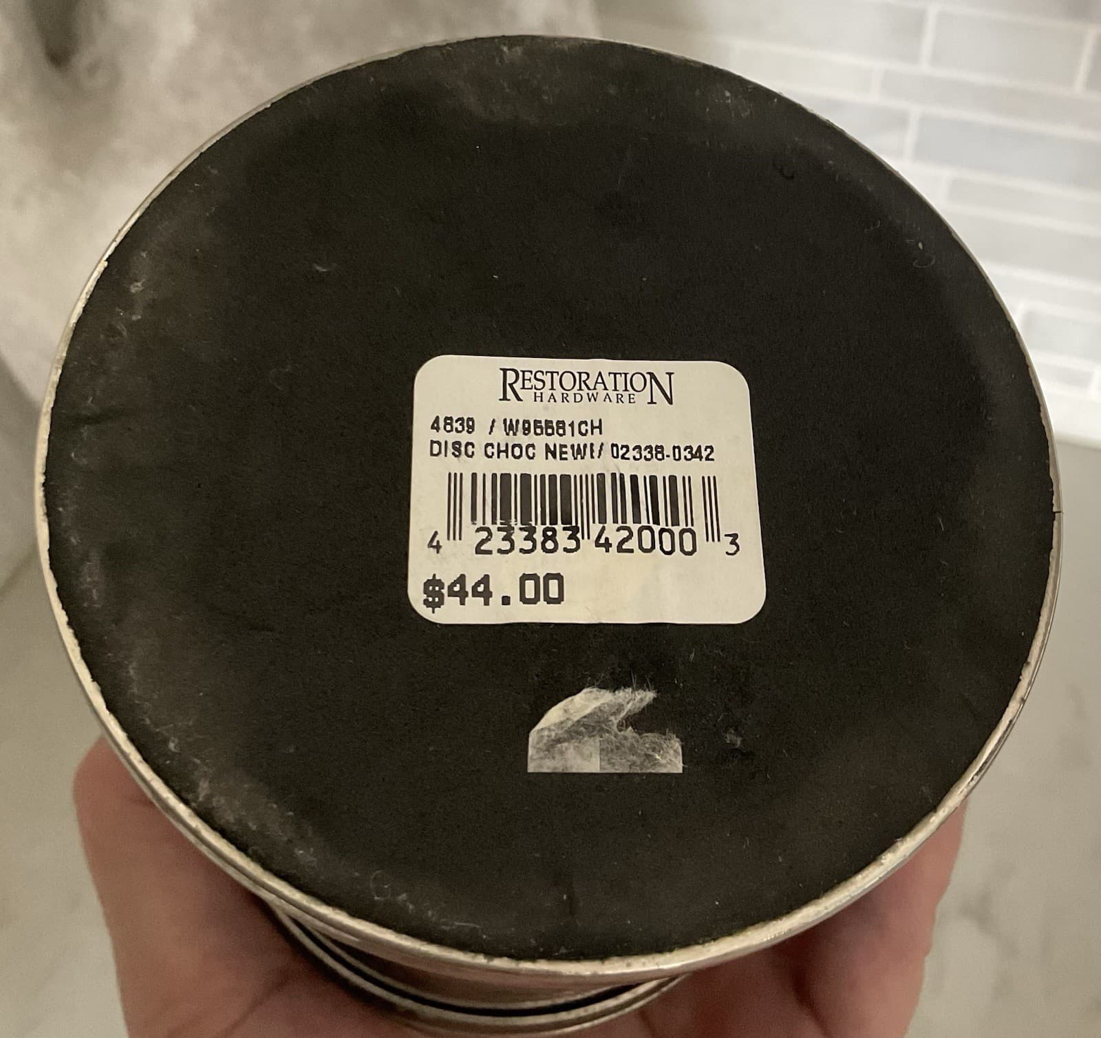 Restoration Hardware Bathroom Storage Canister W Lid, DK Brown/silver,$44 Retail 5