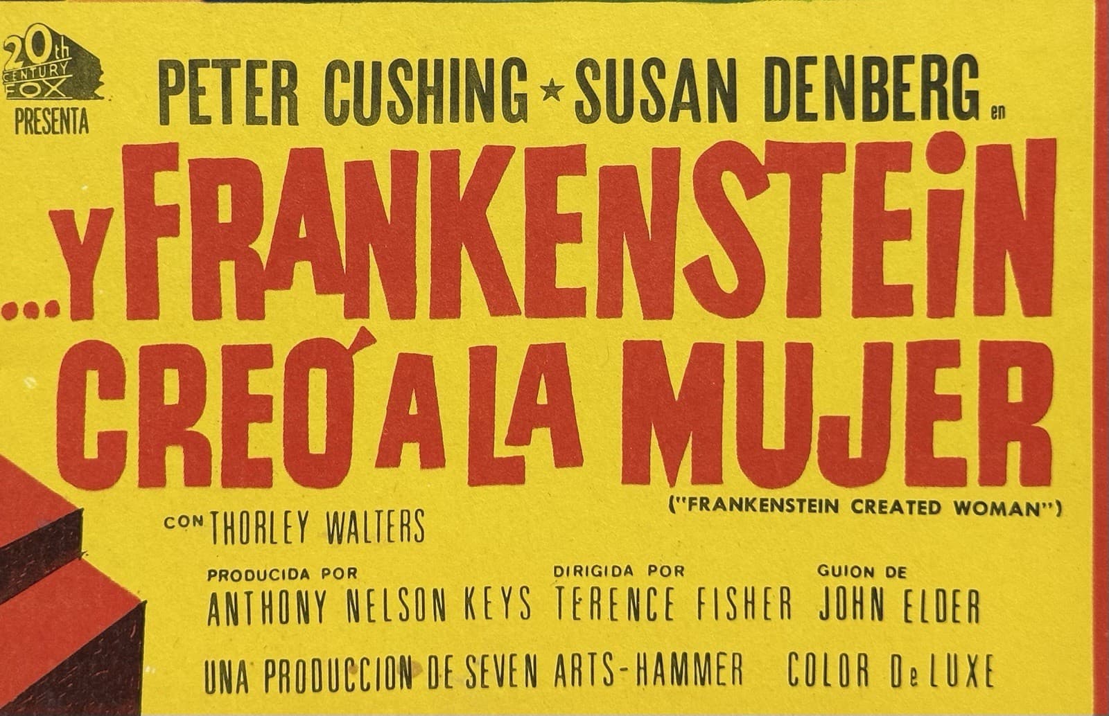 FRANKENSTEIN CREATED WOMAN HAMMER PETER CUSHING MEXICAN LOBBY CARD 1967 3